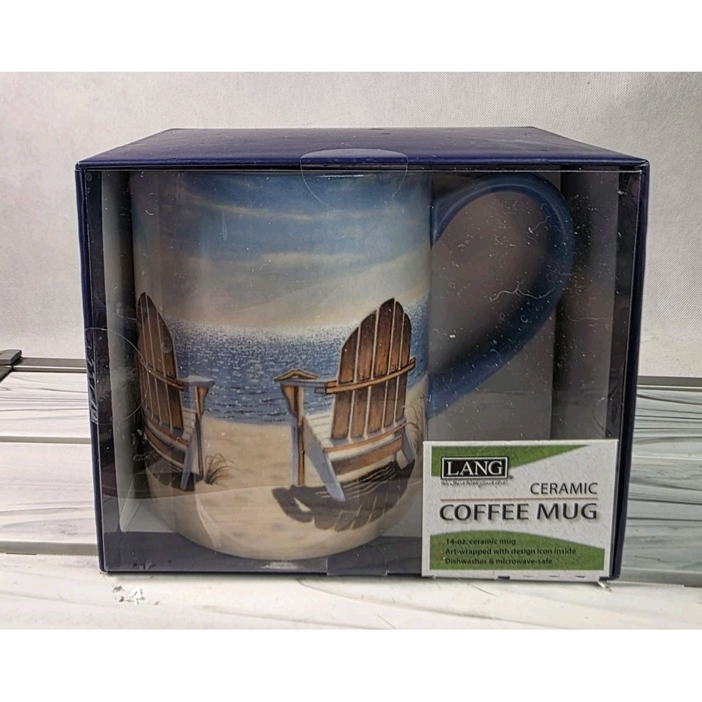 NIB LANG Adirondack Pair Ceramic 4x3.5" Coffee Mug 2020 Daniel Pollera